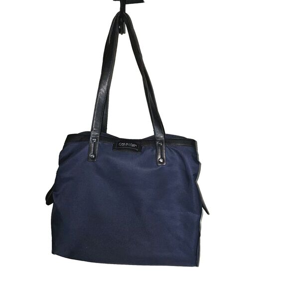 Calvin Klein  Navy Blue Purse Lane Nylon Triple Compartment Tote Handbag - Picture 1 of 16